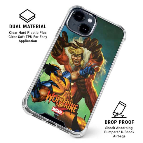 Marvel X-Men Wolverine Vs Sabretooth iPhone 15 Clear Case